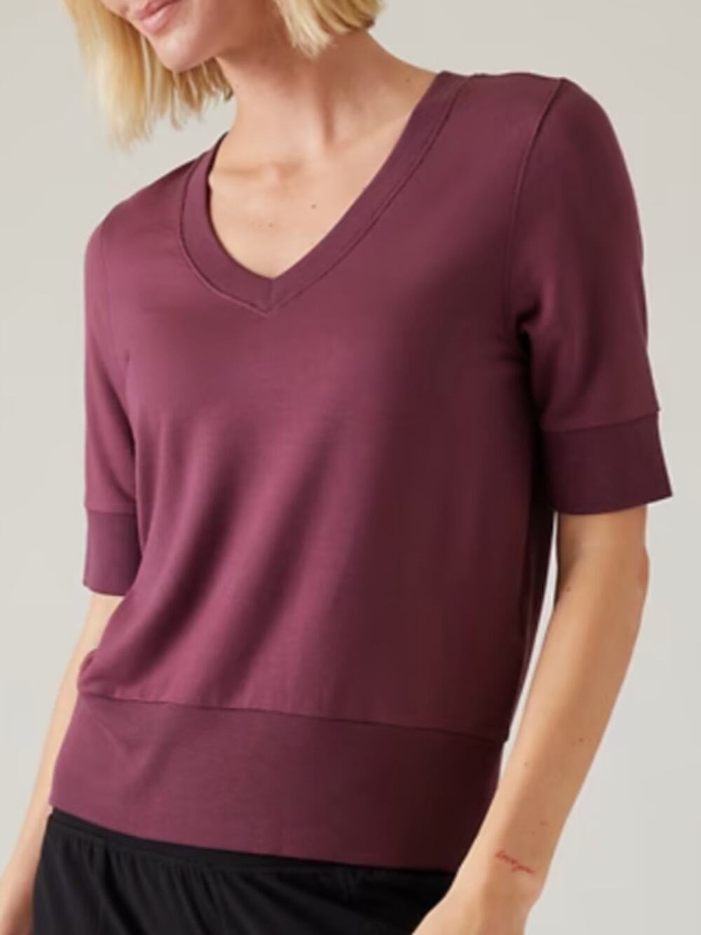 Athleta Step Forward Sweatshirt Tee, Aubergine, Size Medium